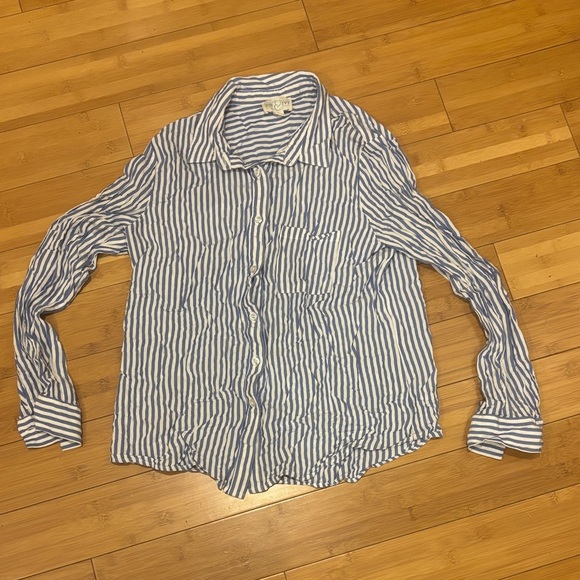 June & Ivy Tops - Elegant Striped Button-Down Shirt